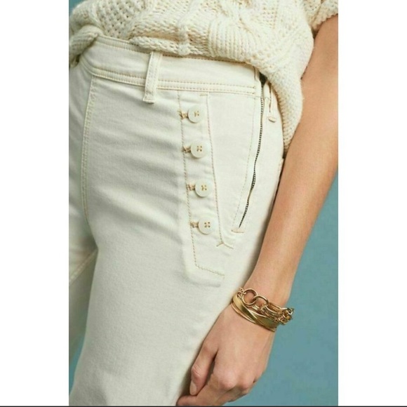 Pilcro and the Letterpress by Anthropologie White cotton flat front pants - Picture 2 of 11